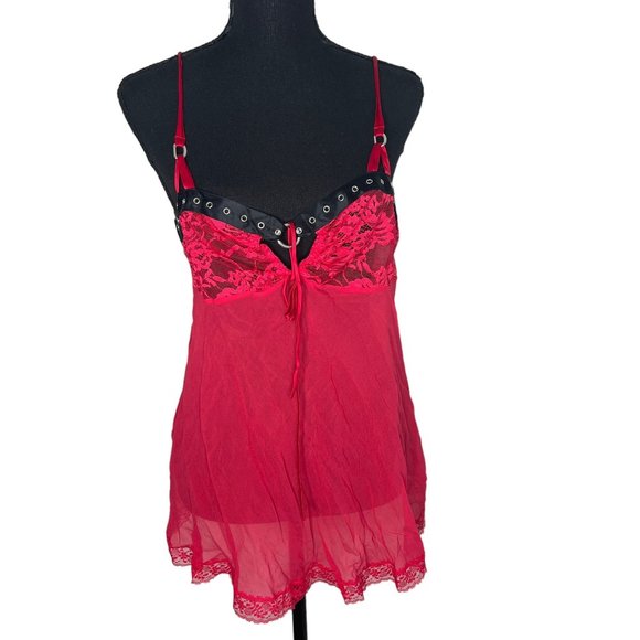 Victoria’s Secret Sheer Lace Red Slip Nightgown‎ Medium - Picture 1 of 6